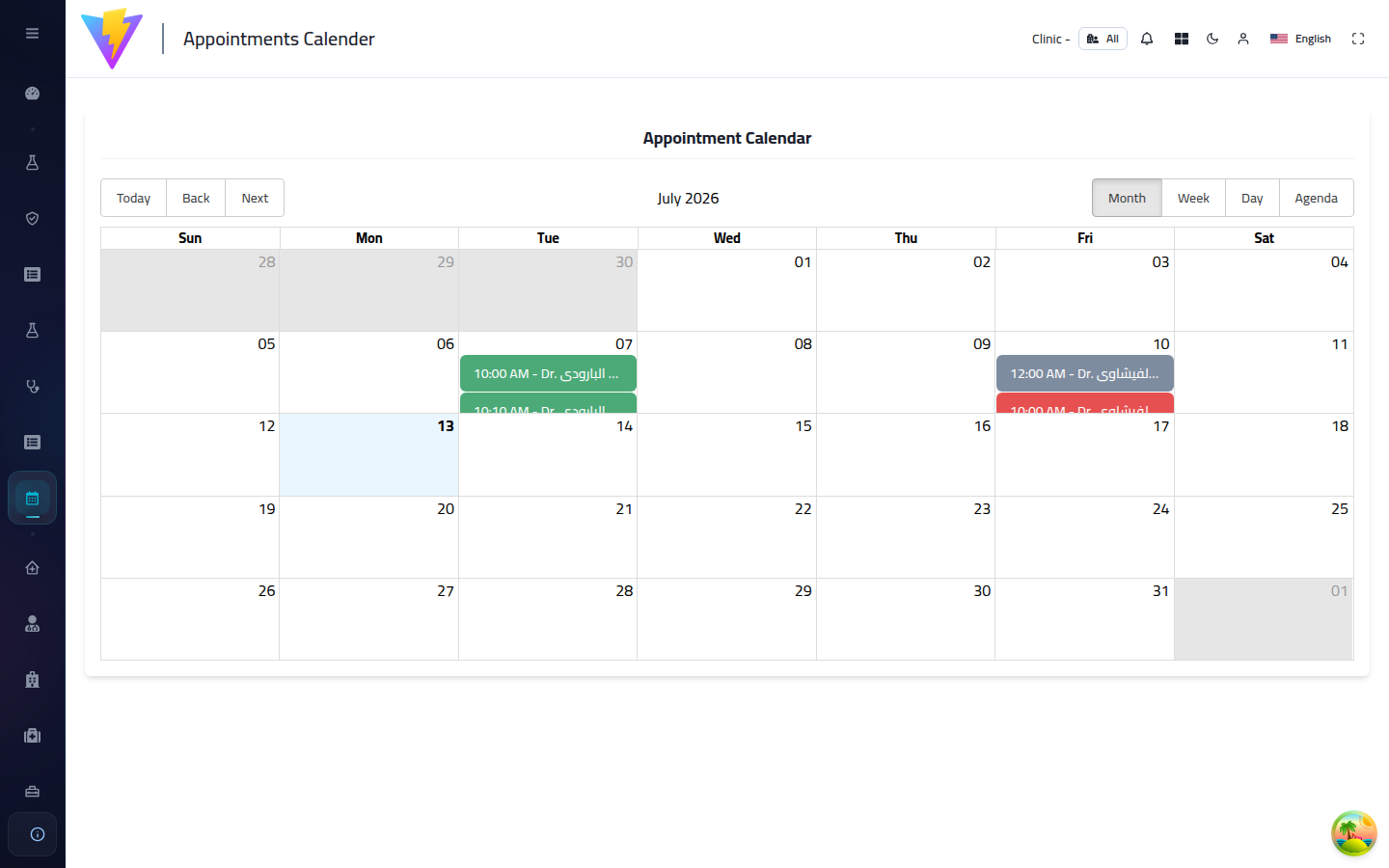 Appointments Calendar View
